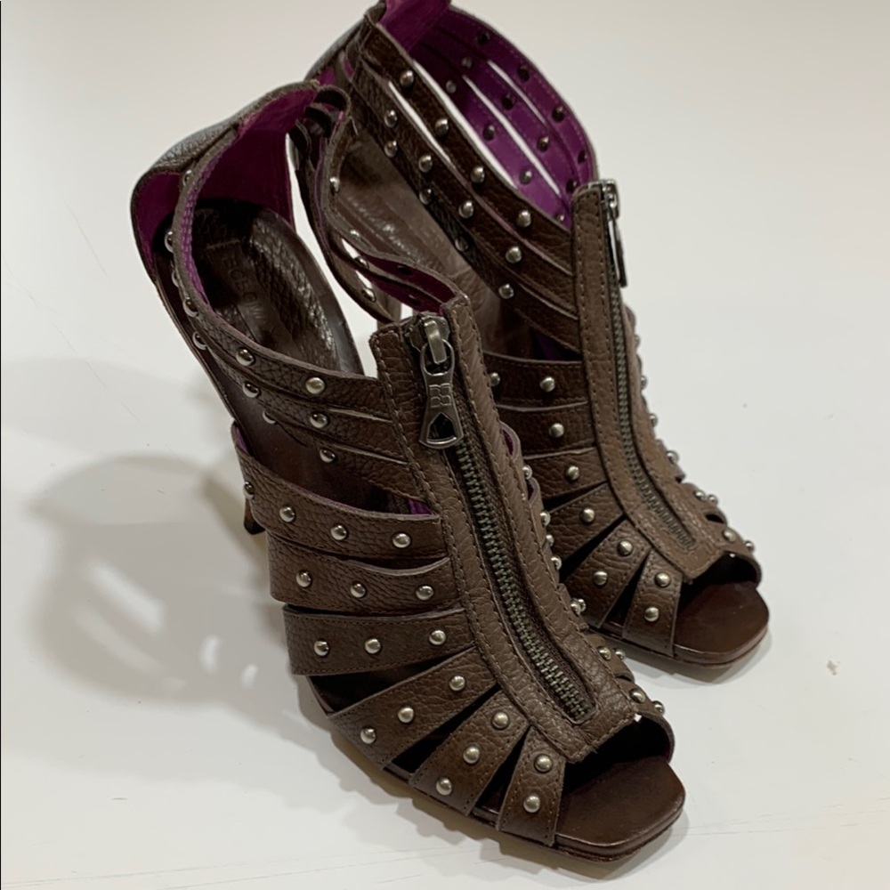 BCBGMaxazria zipper front embellished high heels 9.5